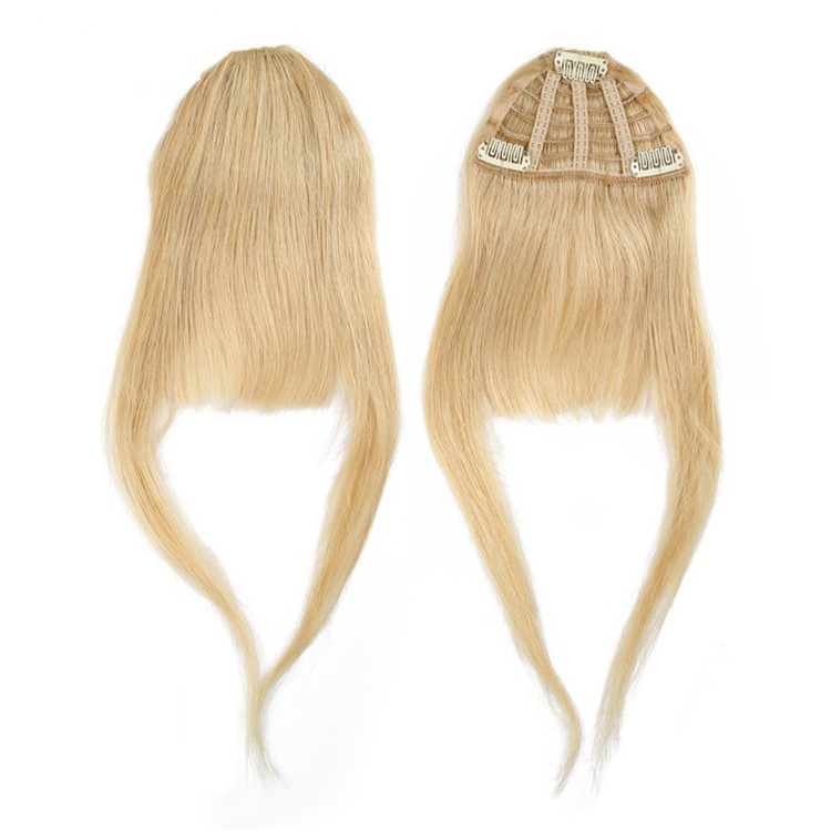 Clip In Bangs Remy Human Hair front Neat Fringe Hand Tied Straight Bangs Clip On Hairpiece