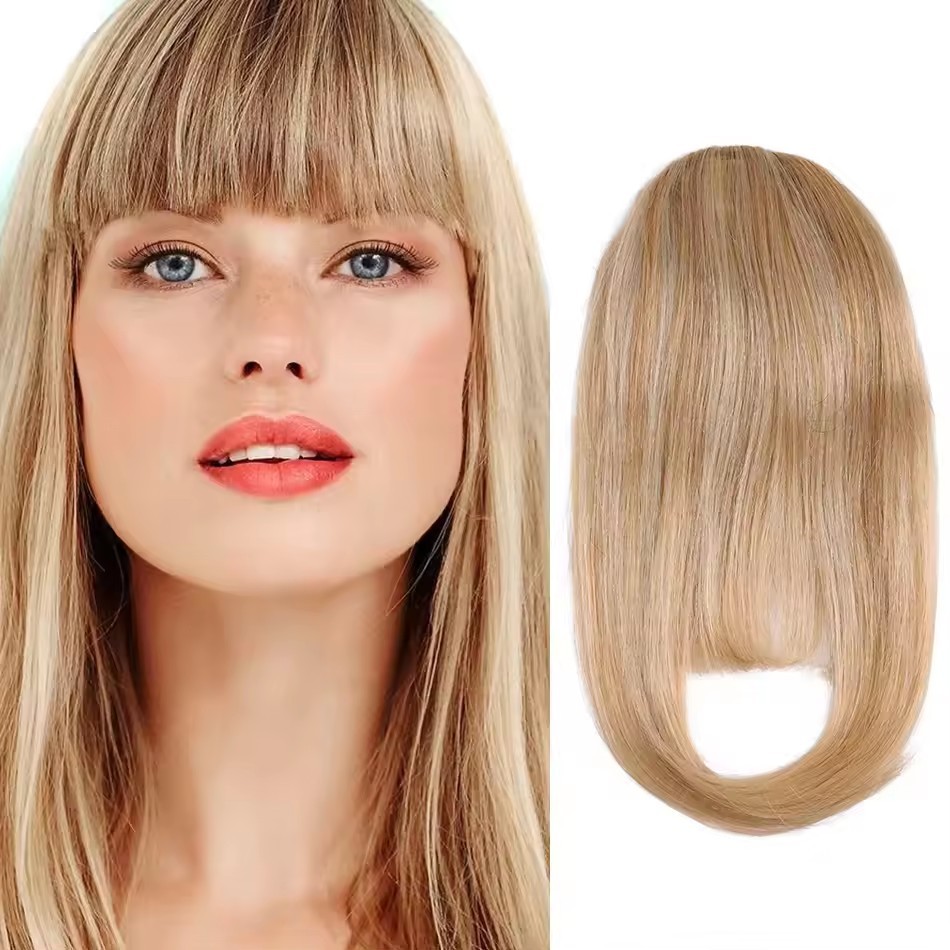 Clip In Bangs Remy Human Hair front Neat Fringe Hand Tied Straight Bangs Clip On Hairpiece