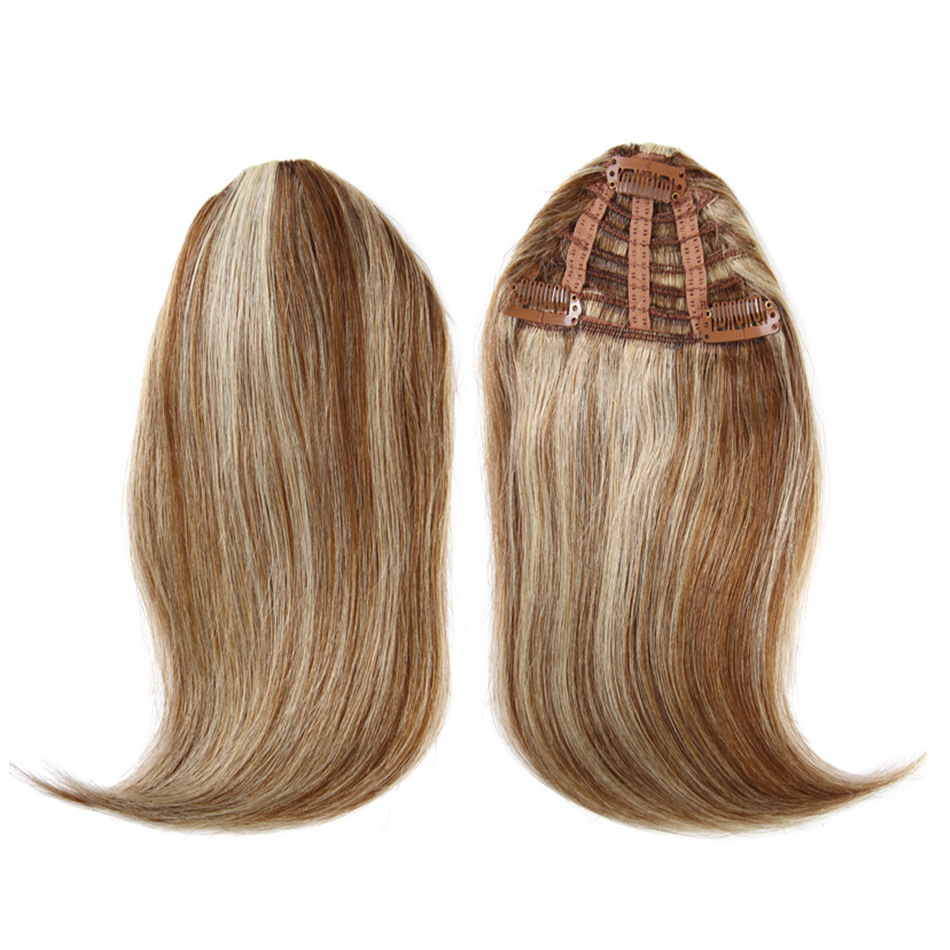 Piano Blonde Color Brazilian Human Hair Clip-in Hair Bang Full Fringe Short Straight Hair Extension for women