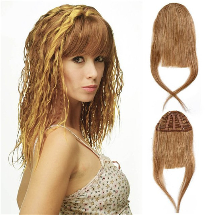 Clip In Bangs Remy Human Hair front Neat Fringe Hand Tied Straight Bangs Clip On Hairpiece