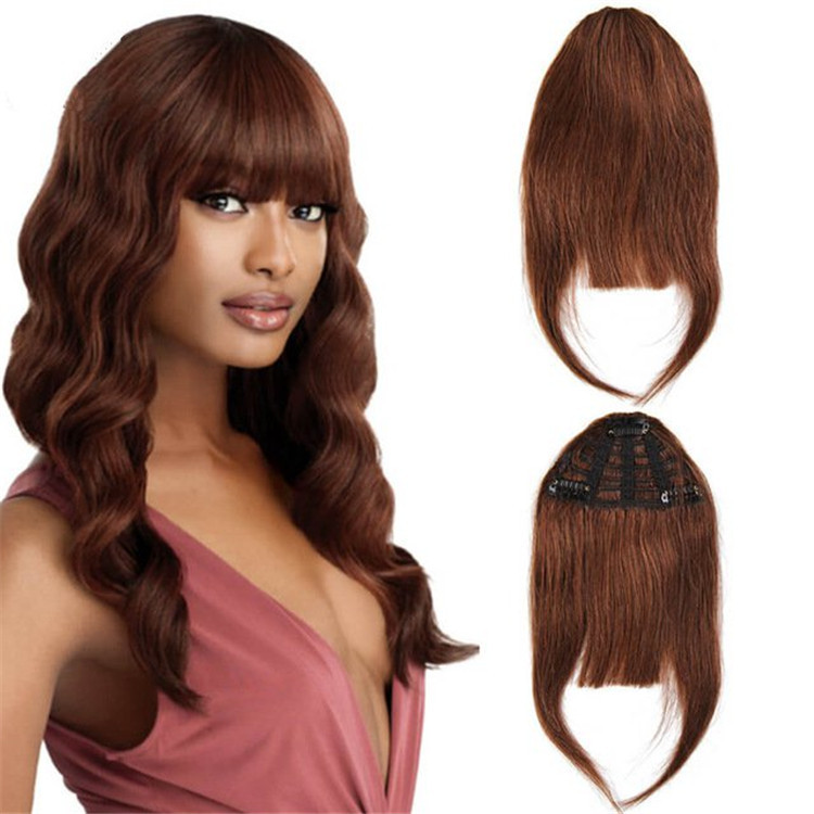 Clip In Bangs Remy Human Hair front Neat Fringe Hand Tied Straight Bangs Clip On Hairpiece