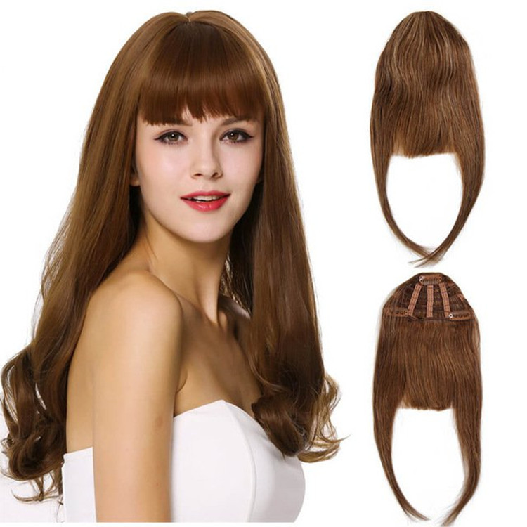 Clip In Bangs Remy Human Hair front Neat Fringe Hand Tied Straight Bangs Clip On Hairpiece