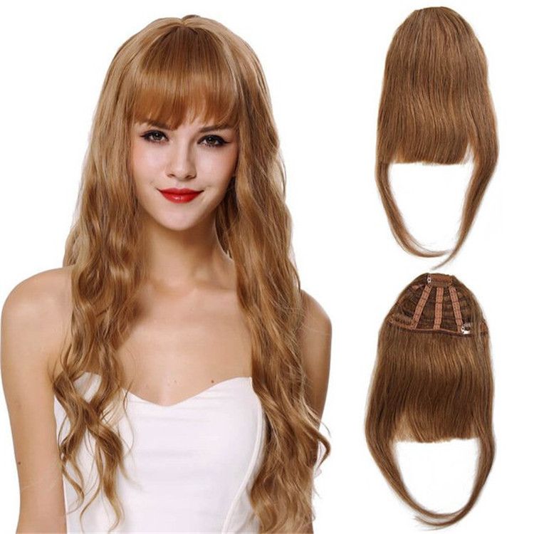 Clip In Bangs Remy Human Hair front Neat Fringe Hand Tied Straight Bangs Clip On Hairpiece