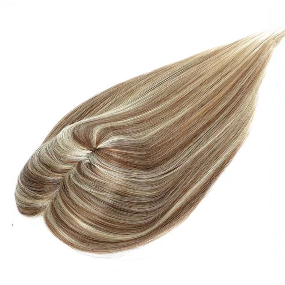 Clip In Real Human Hair Topper Hairpiece Brown Hair Toppers for Women Clip On Hair Extensions Women Toupee
