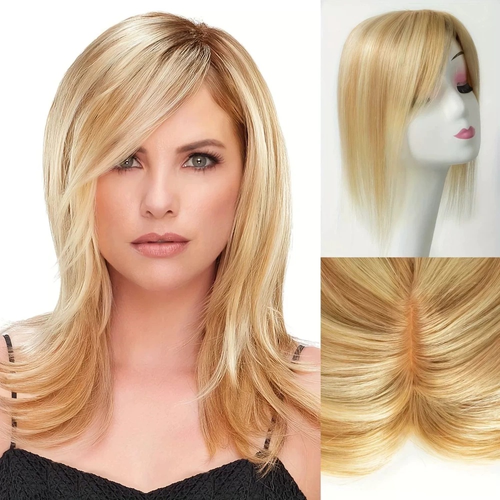 Straight Human Hair Toppers With 3 Clips Hair Extensions Natural Remy Hairpieces Topper For Women