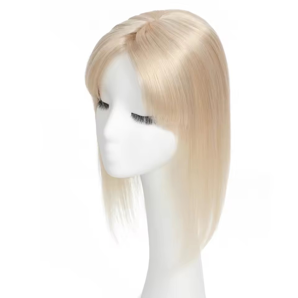 12x13cm Straight Human Hair Topper With Bangs for Women Invisible 3D Hair Toupee Clips In Hair Extensions Hairpiece