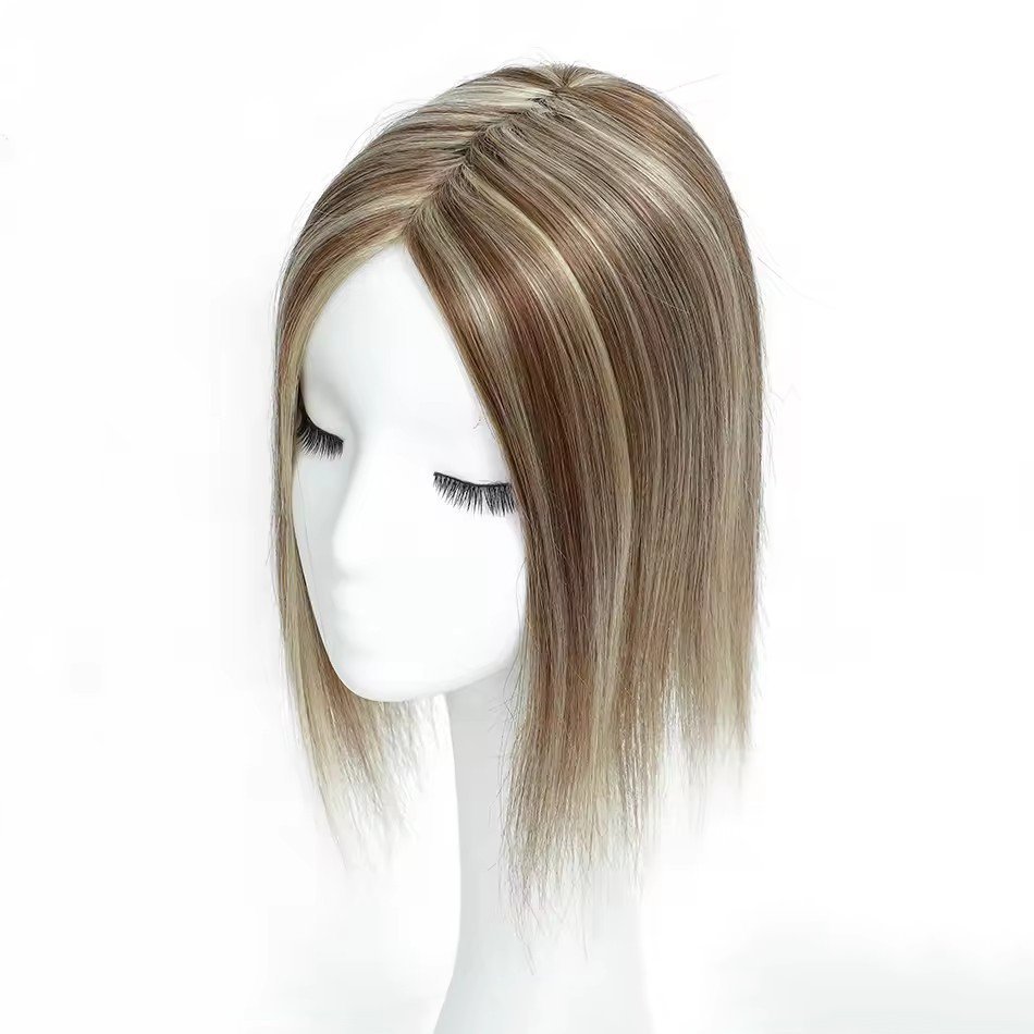12x13cm Straight Human Hair Topper With Bangs for Women Invisible 3D Hair Toupee Clips In Hair Extensions Hairpiece