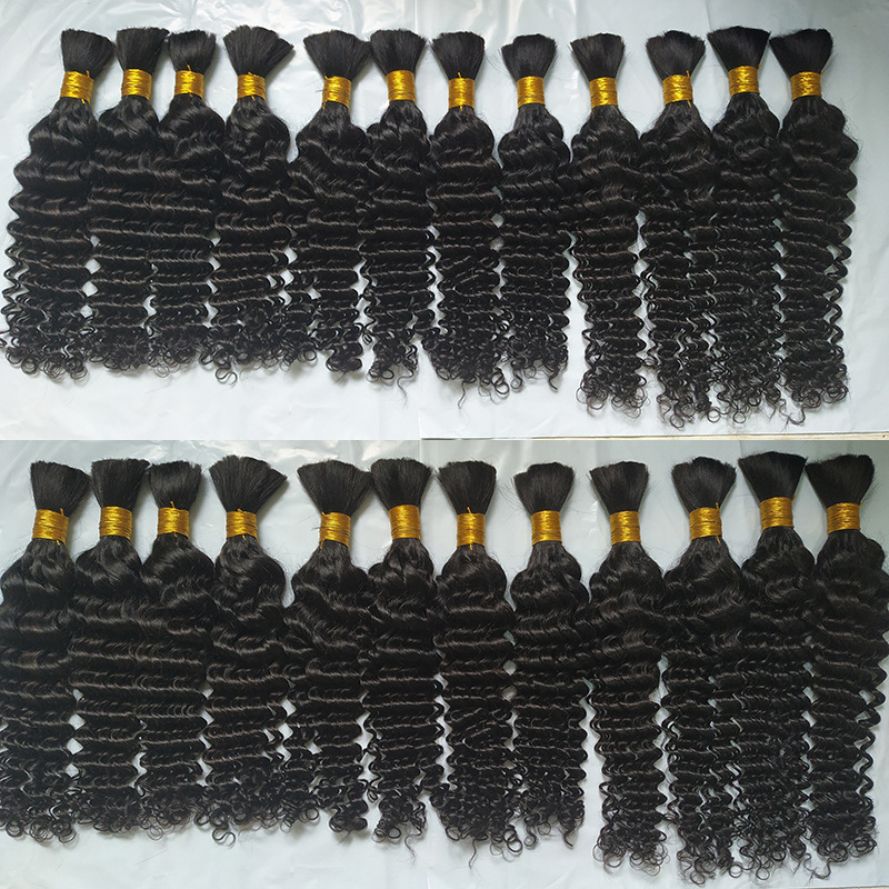 Human Braiding Hair Deep Wave Bulk Human Hair 100g No Weft Human Hair Bundles Micro Human Braiding Hair