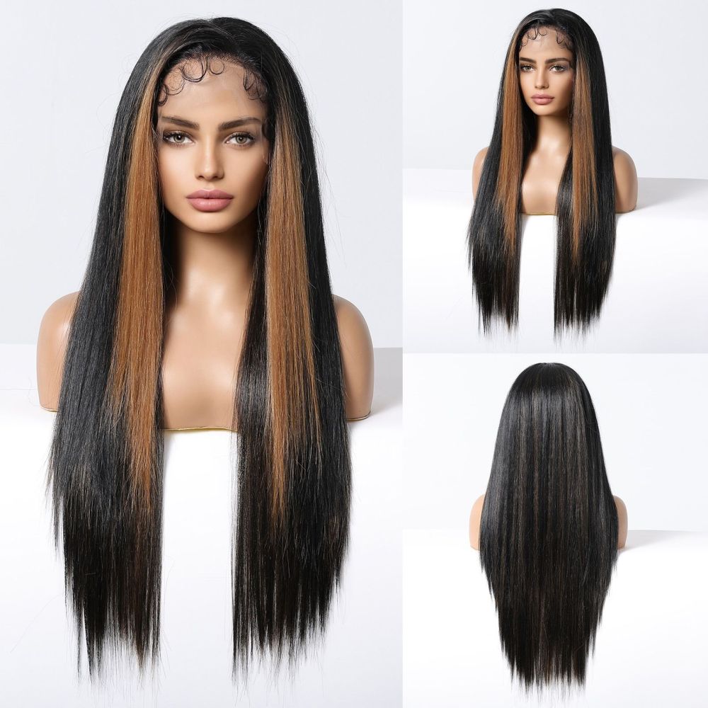 Burgundy 13*6 Lace Hair Synthetic Wigs for Women Wine Red Long Wavy Lace Wig Natural Hairline Free Part