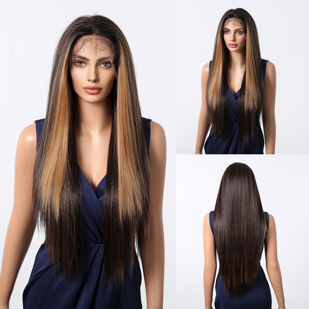 Burgundy 13*6 Lace Hair Synthetic Wigs for Women Wine Red Long Wavy Lace Wig Natural Hairline Free Part