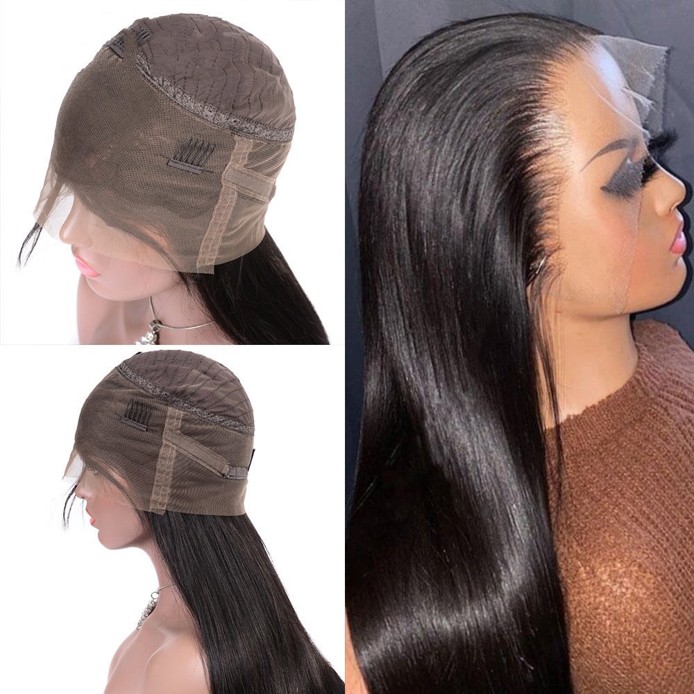 Natural 10-30 inch Long Straight  Real Human Hair Wigs  13x4 Lace Front Human Hair Wigs for Woman