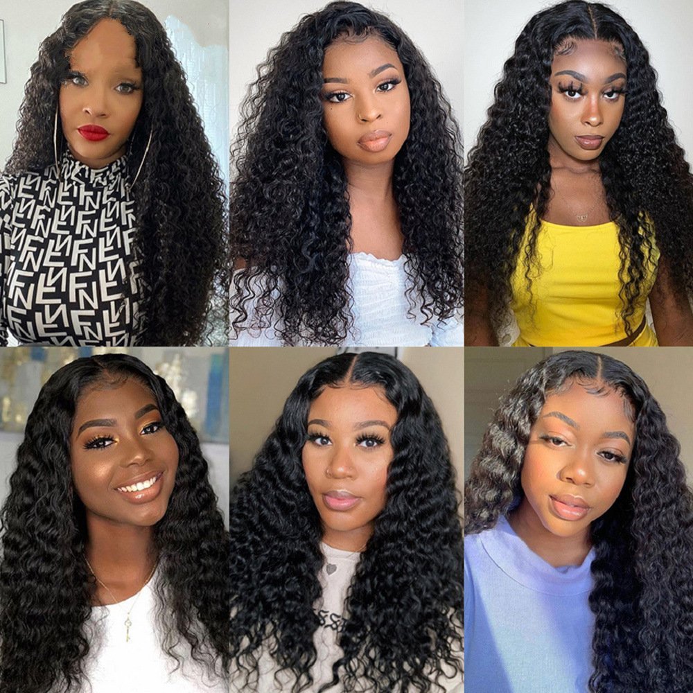 Natural Curly Glueless Wig Human Hair 13x4 HD Frontal Wig Deep Curly Lace Front Wigs