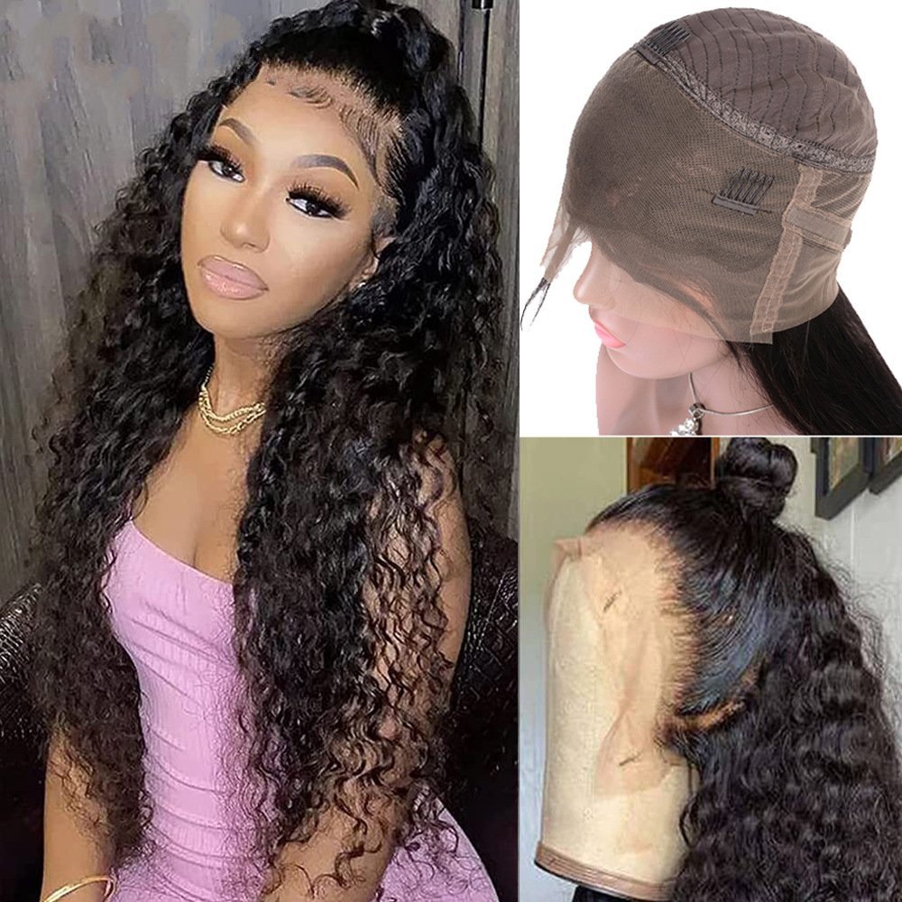 Natural Curly Glueless Wig Human Hair 13x4 HD Frontal Wig Deep Curly Lace Front Wigs