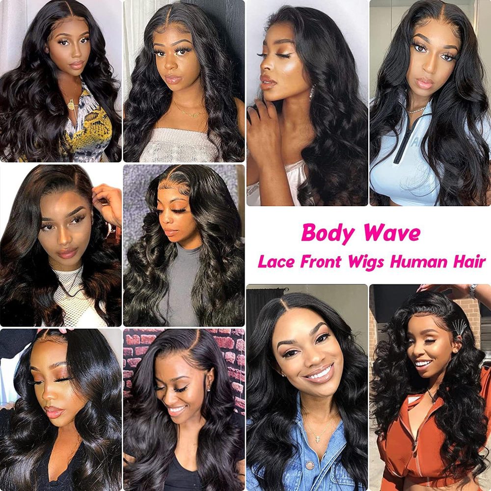 Natural 10-30 inch Long body wave  Real Human Hair Wigs  13x4 Lace Front Human Hair Wigs for Woman