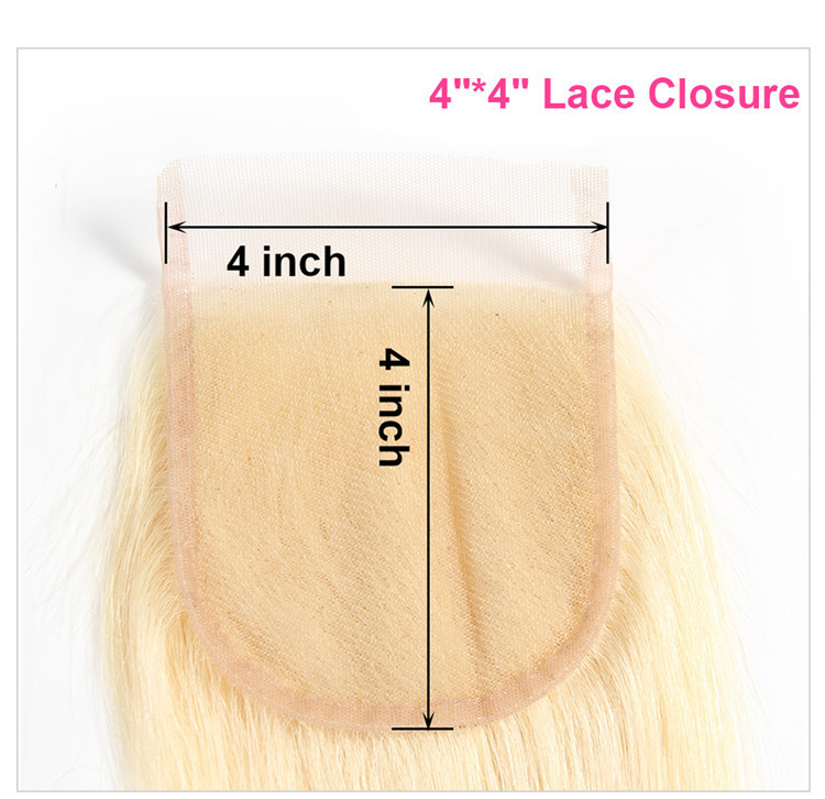 613 BlondeRemy Hair Bundles With Closure Blonde Human Hair Bundles With Closure  Body Wave 3 Bundles With Closure