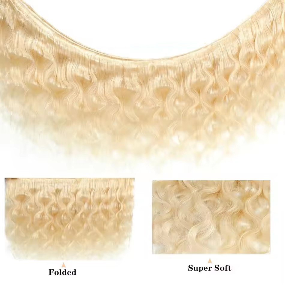 Deep Wave Hair Weave 613  Blonde Bundles Remy Human Hair 26 28 30 Inch Remy Extensions Hair For Women