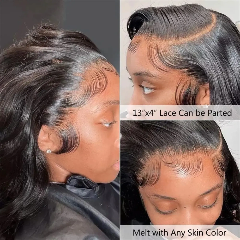 10A Body Wave Bundles Human Hair With Frontal 100% Natural Human Hair Extensions 3 Bundles With13x4 Transparent Lace Frontal Closure