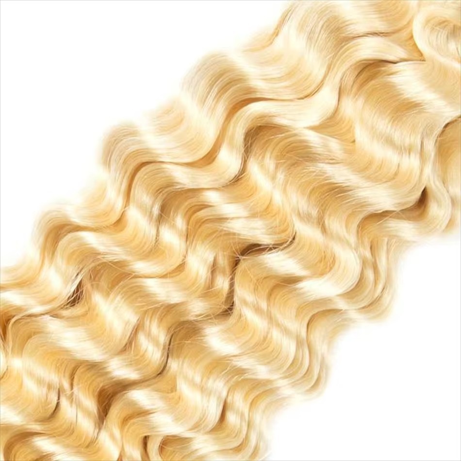 Deep Wave Hair Weave 613  Blonde Bundles Remy Human Hair 26 28 30 Inch Remy Extensions Hair For Women