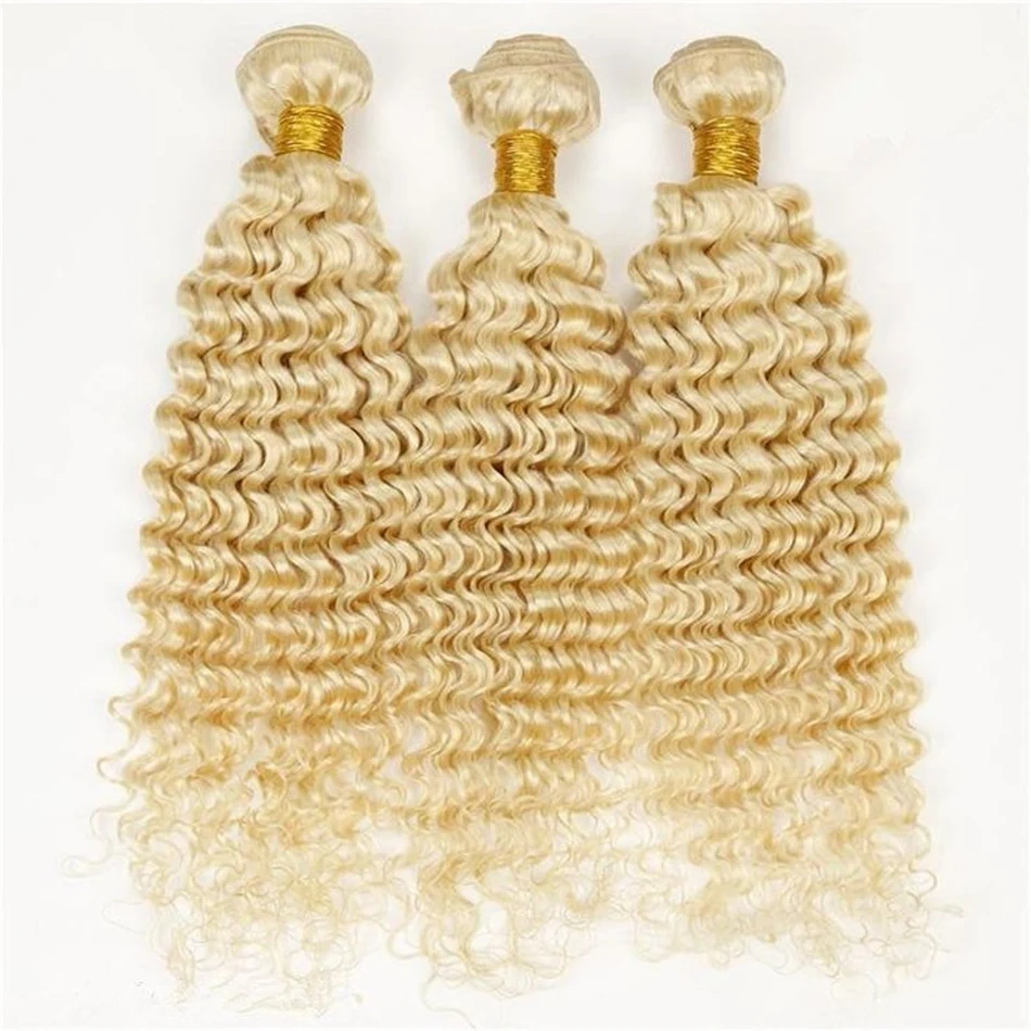 Deep Wave Hair Weave 613  Blonde Bundles Remy Human Hair 26 28 30 Inch Remy Extensions Hair For Women