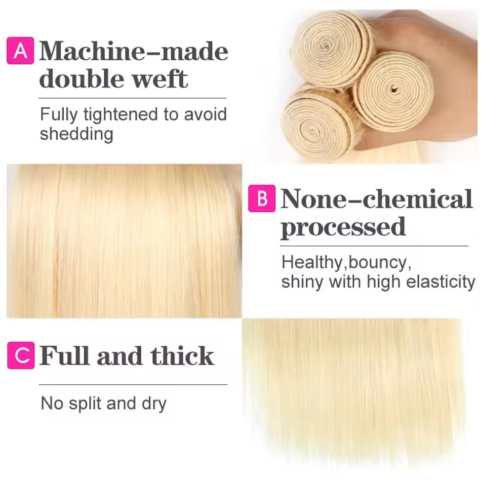 Straight 613 Honey Blonde Remy Bundles 100% Human Hair 3 4 Bundles Remy Hair Weft Extension