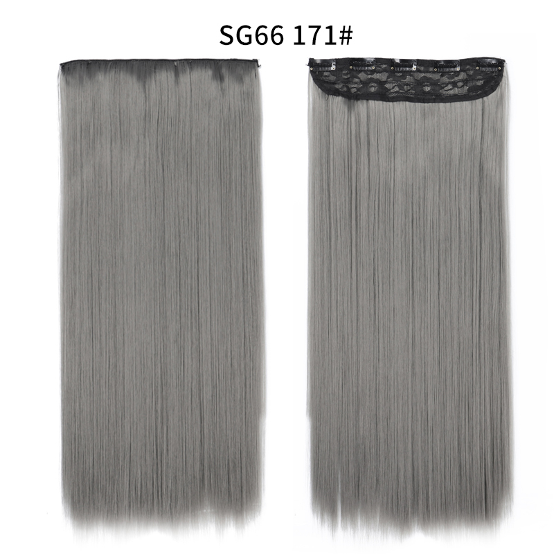 Synthetic Long Straight  5 Clip In Hair Extensions Heat Resistant Hairpiece Brown One Piece Synthetic Hair For Women