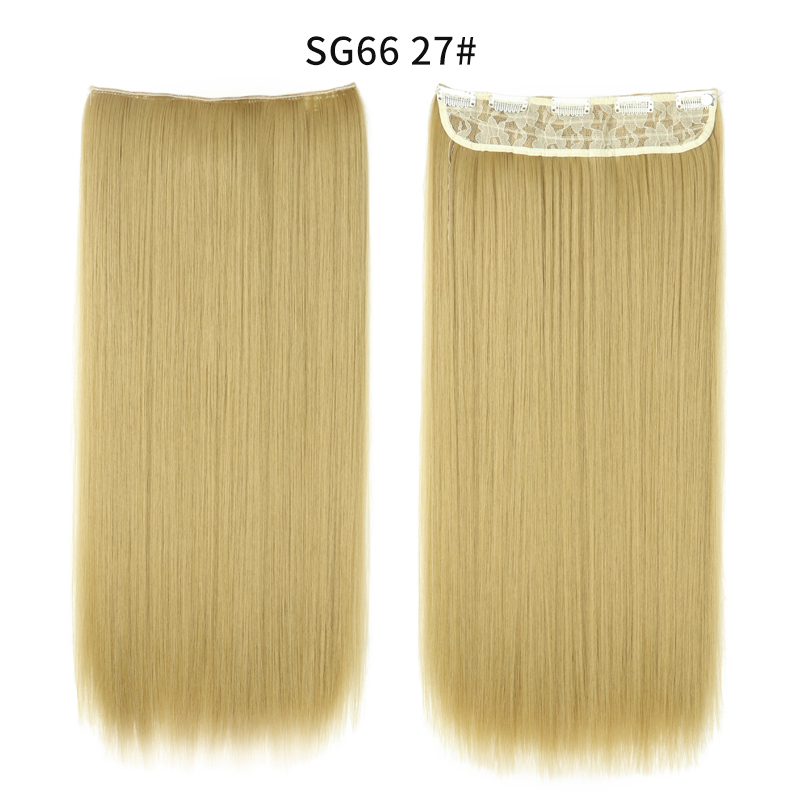 Synthetic Long Straight  5 Clip In Hair Extensions Heat Resistant Hairpiece Brown One Piece Synthetic Hair For Women