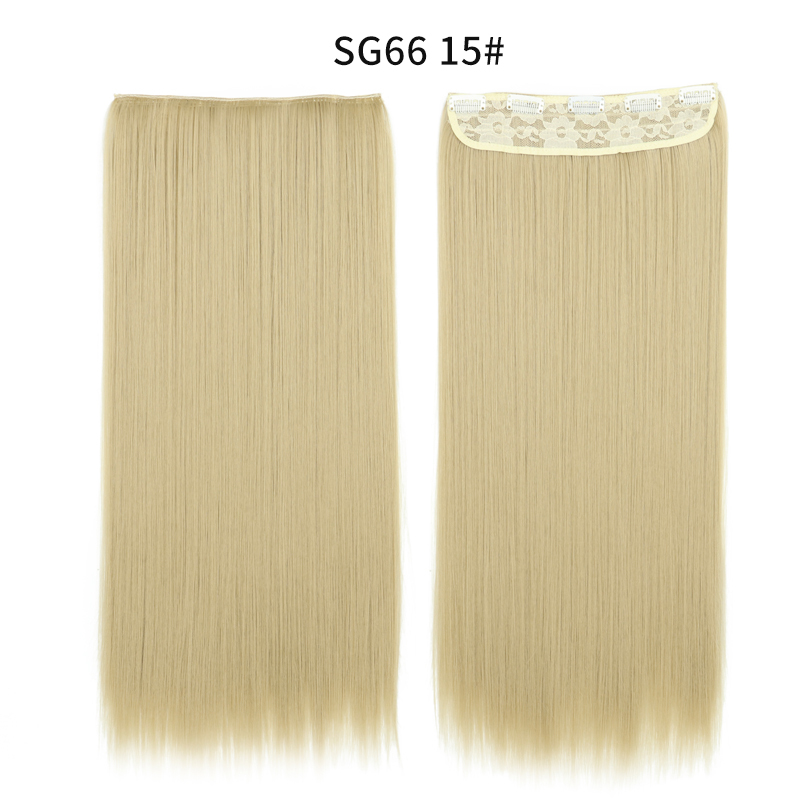Synthetic Long Straight  5 Clip In Hair Extensions Heat Resistant Hairpiece Brown One Piece Synthetic Hair For Women