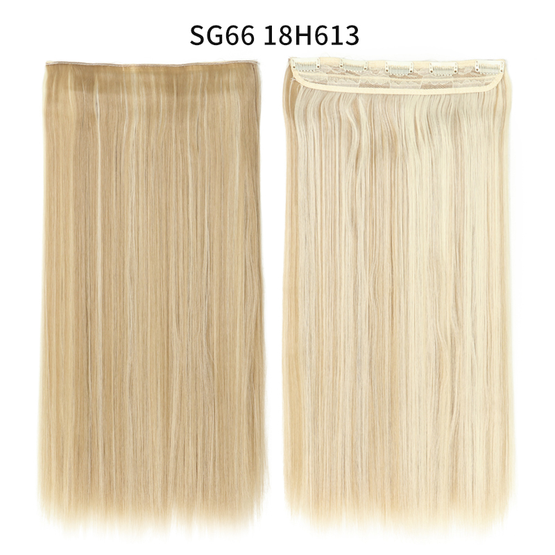 Synthetic Long Straight  5 Clip In Hair Extensions Heat Resistant Hairpiece Brown One Piece Synthetic Hair For Women