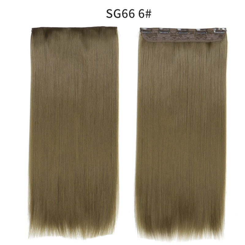 Synthetic Long Straight  5 Clip In Hair Extensions Heat Resistant Hairpiece Brown One Piece Synthetic Hair For Women