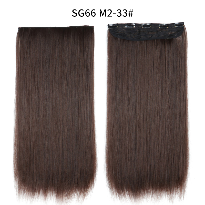 Synthetic Long Straight  5 Clip In Hair Extensions Heat Resistant Hairpiece Brown One Piece Synthetic Hair For Women