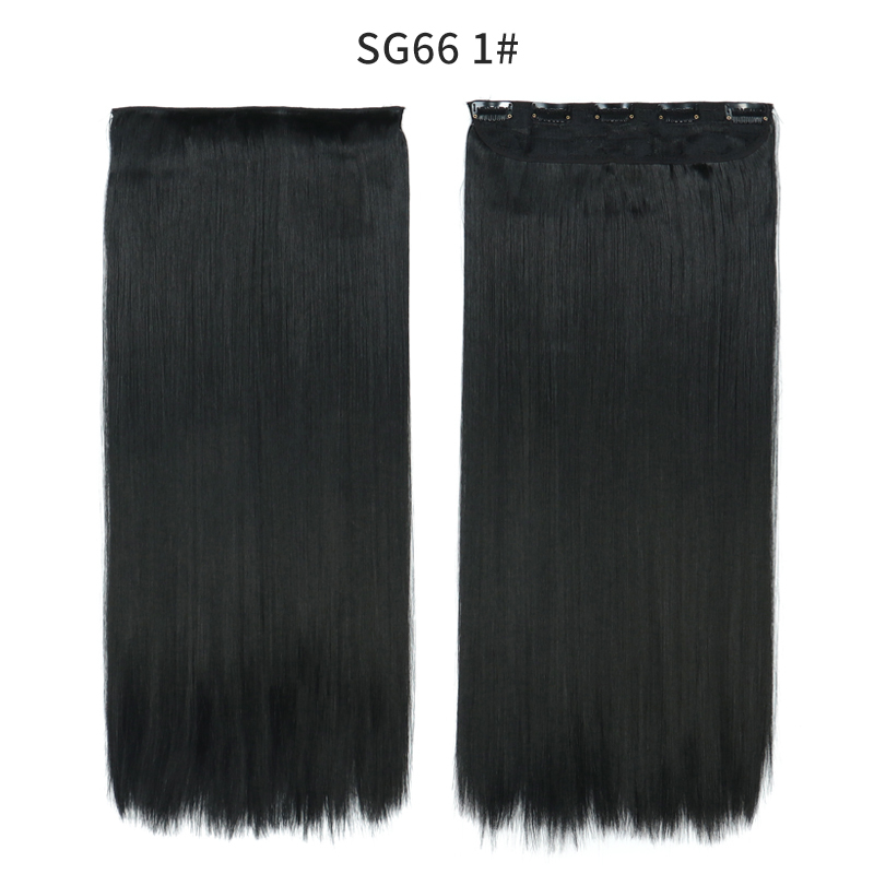 Synthetic Long Straight  5 Clip In Hair Extensions Heat Resistant Hairpiece Brown One Piece Synthetic Hair For Women