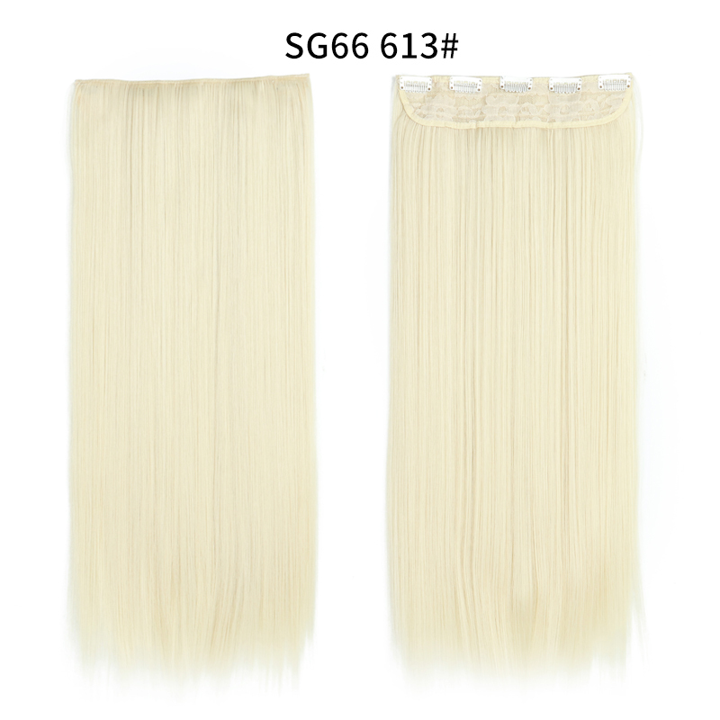 Synthetic Long Straight  5 Clip In Hair Extensions Heat Resistant Hairpiece Brown One Piece Synthetic Hair For Women