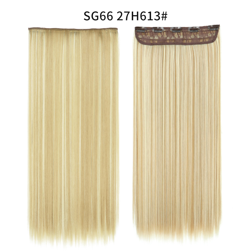 Synthetic Long Straight  5 Clip In Hair Extensions Heat Resistant Hairpiece Brown One Piece Synthetic Hair For Women