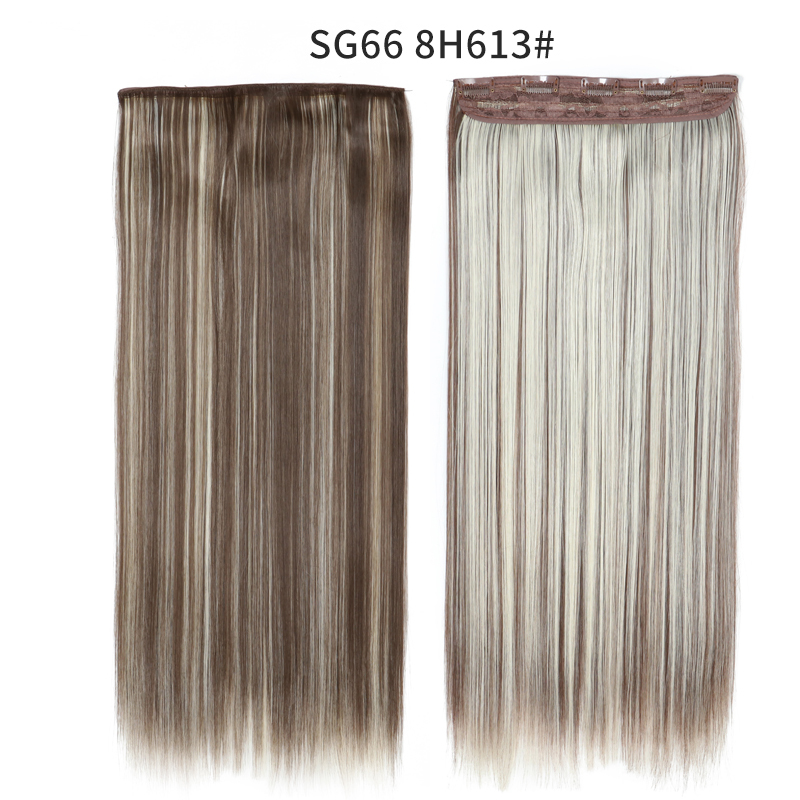 Synthetic Long Straight  5 Clip In Hair Extensions Heat Resistant Hairpiece Brown One Piece Synthetic Hair For Women