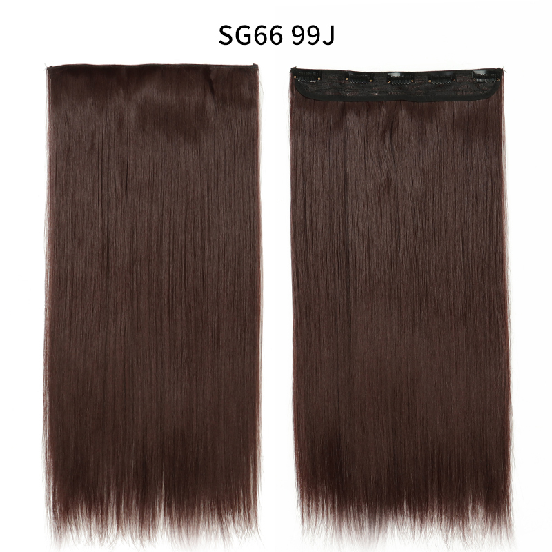Synthetic Long Straight  5 Clip In Hair Extensions Heat Resistant Hairpiece Brown One Piece Synthetic Hair For Women