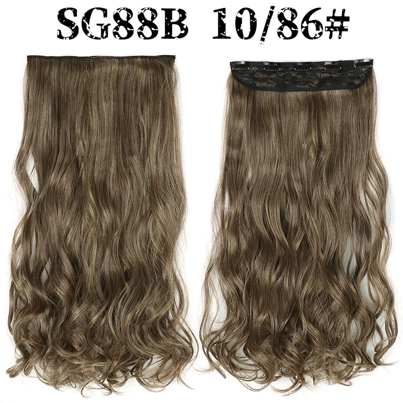 Synthetic  one piece 5 Clips Long Wave Hair Extensions Clips in High Temperature Fiber extensuon Black Brown Hairpiece