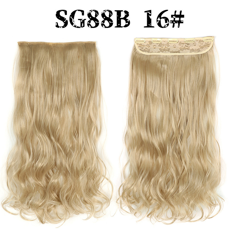 Synthetic  one piece 5 Clips Long Wave Hair Extensions Clips in High Temperature Fiber extensuon Black Brown Hairpiece
