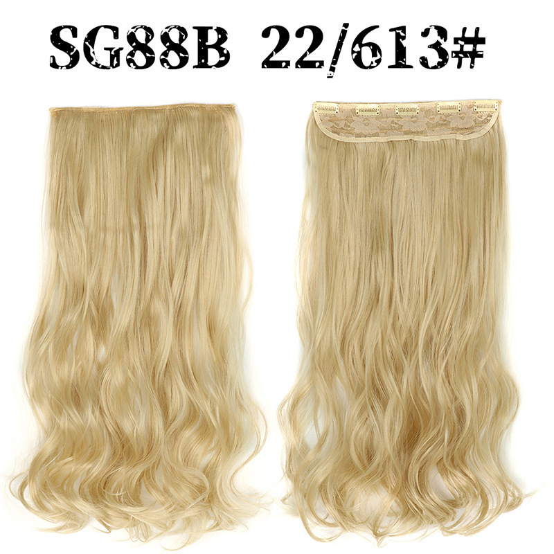 Synthetic  one piece 5 Clips Long Wave Hair Extensions Clips in High Temperature Fiber extensuon Black Brown Hairpiece