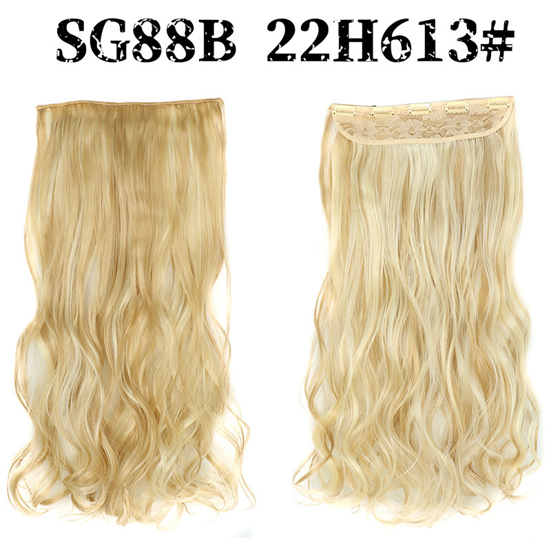 Synthetic  one piece 5 Clips Long Wave Hair Extensions Clips in High Temperature Fiber extensuon Black Brown Hairpiece
