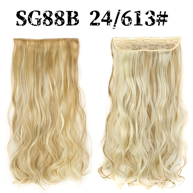 Synthetic  one piece 5 Clips Long Wave Hair Extensions Clips in High Temperature Fiber extensuon Black Brown Hairpiece
