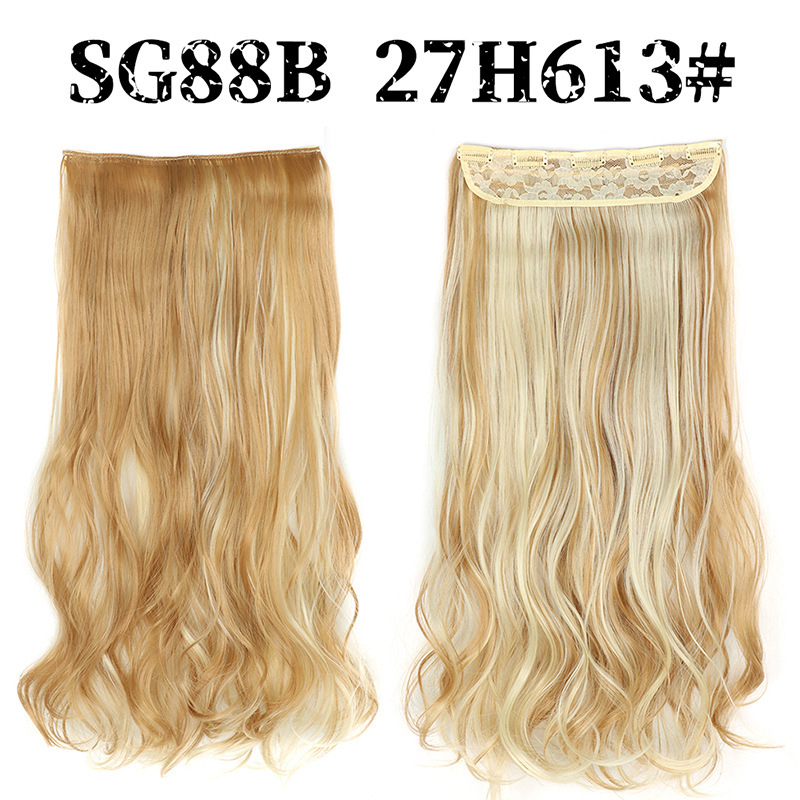 Synthetic  one piece 5 Clips Long Wave Hair Extensions Clips in High Temperature Fiber extensuon Black Brown Hairpiece