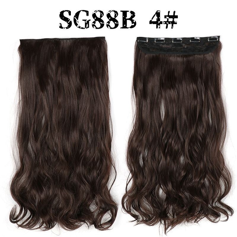 Synthetic  one piece 5 Clips Long Wave Hair Extensions Clips in High Temperature Fiber extensuon Black Brown Hairpiece