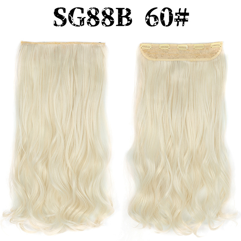 Synthetic  one piece 5 Clips Long Wave Hair Extensions Clips in High Temperature Fiber extensuon Black Brown Hairpiece