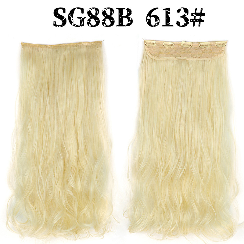 Synthetic  one piece 5 Clips Long Wave Hair Extensions Clips in High Temperature Fiber extensuon Black Brown Hairpiece