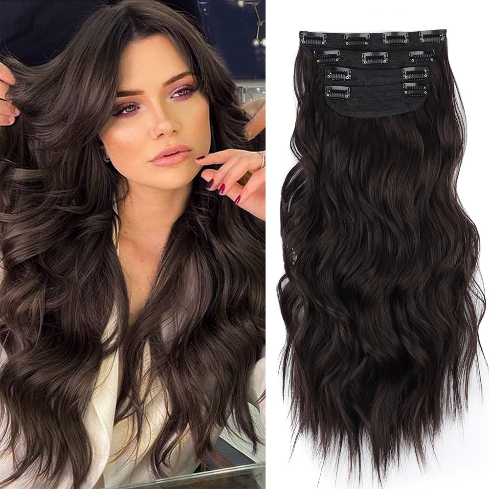 4 pcs Clip in Long Wavy Synthetic Hair Extension 20 Inch 200grams Thick Hairpieces