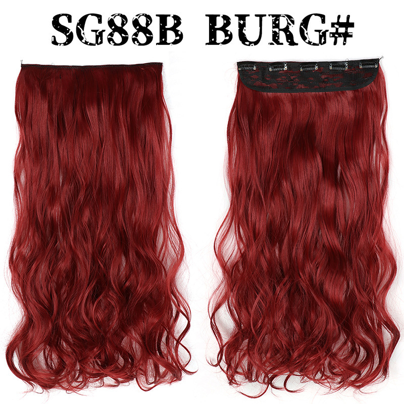 Synthetic  one piece 5 Clips Long Wave Hair Extensions Clips in High Temperature Fiber extensuon Black Brown Hairpiece