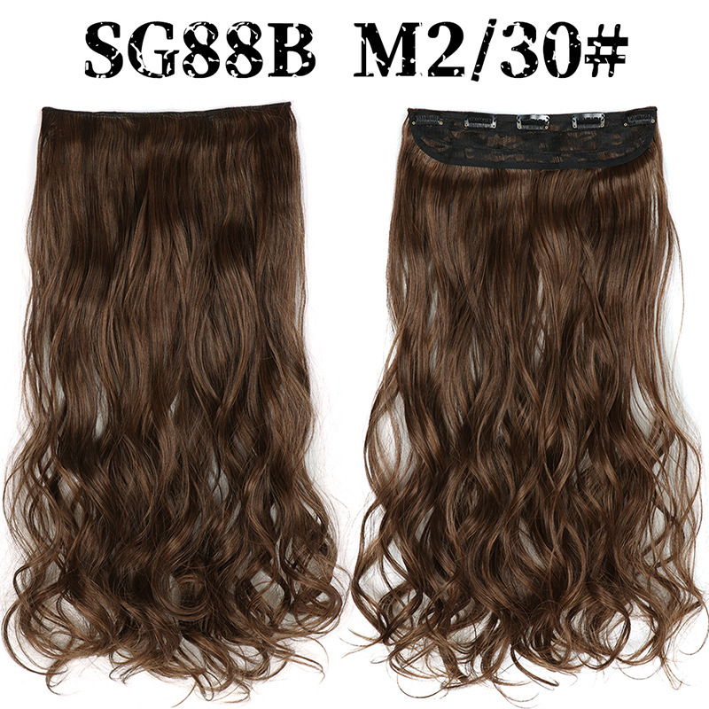 Synthetic  one piece 5 Clips Long Wave Hair Extensions Clips in High Temperature Fiber extensuon Black Brown Hairpiece
