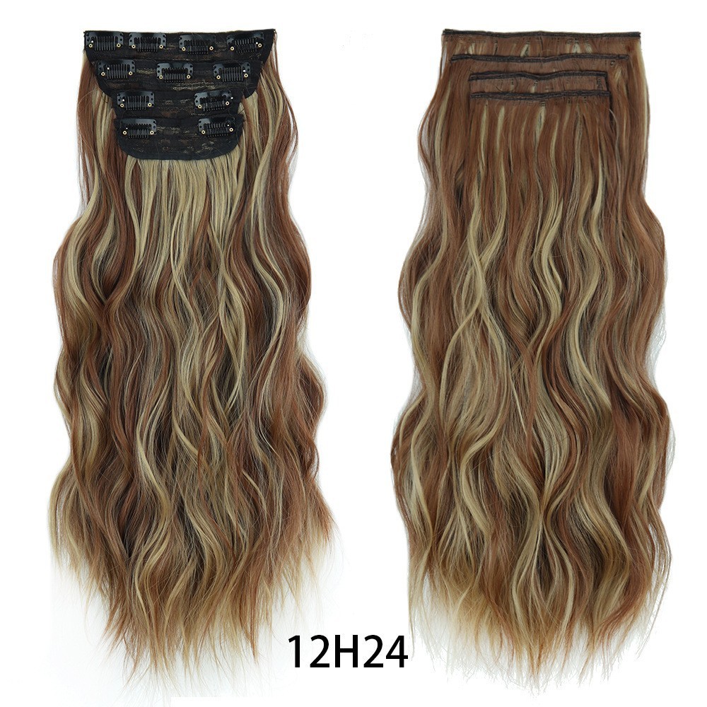 4 pcs Clip in Long Wavy Synthetic Hair Extension 20 Inch 200grams Thick Hairpieces