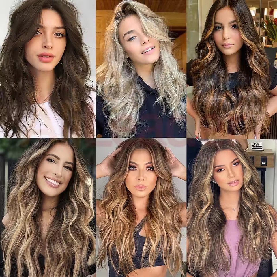 4 pcs Clip in Long Wavy Synthetic Hair Extension 20 Inch 200grams Thick Hairpieces