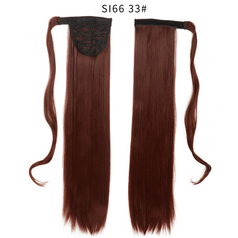 Long Straight Ponytail Hair Synthetic Extensions Heat Resistant Hair 24 Inch Wrap Around Pony Hairpiece for Women